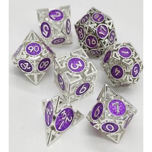7 Piece Hollow Metal Dice Set Rune Series